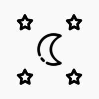 Design Illustration graphic of crescent moon and star icon with line style. Suitable for UI, mobile design, web design, etc. vector