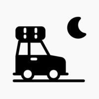 Design Illustration graphic of night car driving icon with glyph style. Suitable for UI, mobile design, web design, etc. vector