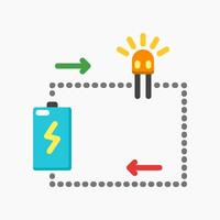 Design Illustration graphic of simple electrical circuit icon with flat style. Suitable for UI, mobile design, web design, etc. vector