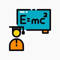 Design Illustration graphic of physics teacher icon with colored outline style. Suitable for UI, mobile design, web design, etc. vector