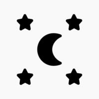 Design Illustration graphic of crescent moon and star icon with glyph style. Suitable for UI, mobile design, web design, etc. vector