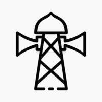 Design Illustration graphic of mosque tower icon with line style. Suitable for UI, mobile design, web design, etc. vector
