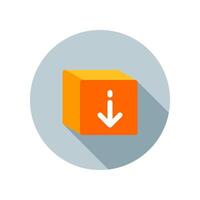Design Illustration graphic of download box icon with flat style. Suitable for UI, mobile design, web design, etc. vector