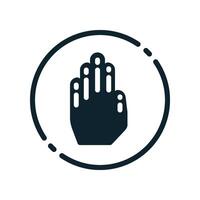 Design Illustration graphic of stop hand sign icon with glyph style. Suitable for UI, mobile design, web design, etc. vector