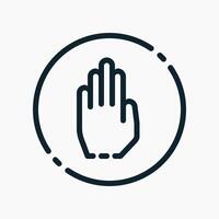 Design Illustration graphic of stop hand sign icon with line style. Suitable for UI, mobile design, web design, etc. vector