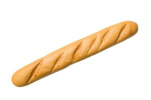 Minimalist french baguette. fresh bread isolated on white background, top view with space for your text design photo