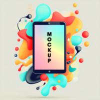 Vibrant Tablet Mockup Colorful Abstract Background for App Presentation psd