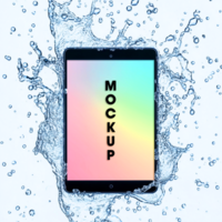 Water Splash Tablet Mockup Modern Device Design for App Presentation psd