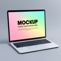 Laptop Mockup Modern Device, Gradient Background, Product Presentation, Tech Showcase, Screen Display, Website Template, Clean Design psd