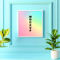 Square Frame Mockup with Pastel Gradient Background psd