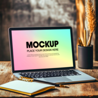 Laptop Mockup Modern Workspace Design for Website App Presentation psd