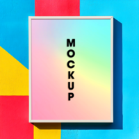 Vibrant Color Block Background with White Frame Mockup for Design Presentation psd