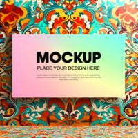 Box Mockup Pastel Rainbow Gradient Design on Colorful Pattern Background psd