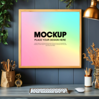 Square Frame Mockup Pastel Gradient Background for Branding Design psd