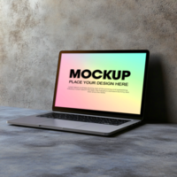 Laptop Mockup Modern Device on Concrete Background for Website App Presentation psd
