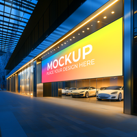 Building Exterior Mockup, Showcase Your Design on a Large Billboard Mockup Template psd