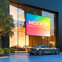 Modern Store Front Mockup with Colorful Display Mockup Template psd
