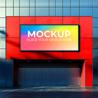 Digital Signage Mockup, Modern Building Display Mockup Template psd