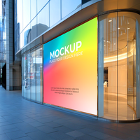 Modern Building Storefront Mockup Colorful Display Ad Template psd