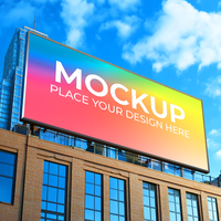 Billboard Mockup Colorful LED Screen on Building psd