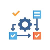 Workflow automation process with checkmarks and gear illustration vector