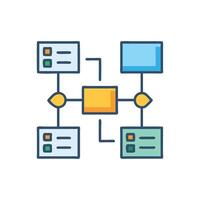 Colorful conceptual network diagram with connected components illustration vector