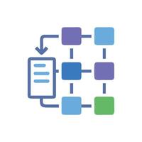 Flowchart diagram with steps, documentation, and data management vector