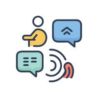 Voice assistant communication, natural language processing, AI technology icon vector