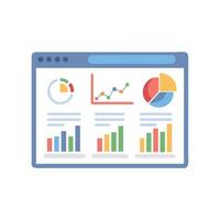 Web analytics dashboard with charts and graphs display vector