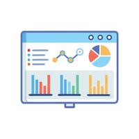 Data analytics dashboard with graphs and charts illustration vector