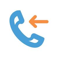 Incoming Call Icon with Arrow on Black Background vector