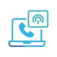 Laptop Call Icon with WiFi Connection Symbol vector