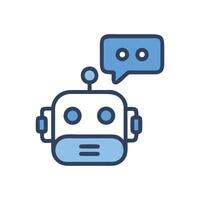 Chatbot icon with message bubble on black background vector