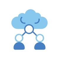 Cloud computing network connecting people with online database vector