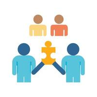 Teamwork and Collaboration Two Teams Connect with Puzzle Piece vector