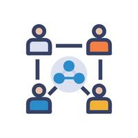 People connecting through communication network, teamwork, connection concept vector
