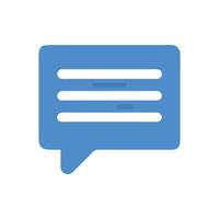 Blue message bubble icon with horizontal lines illustration vector