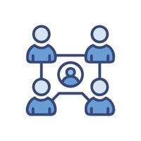 Team collaboration network with leader icon on black background vector