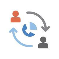 Team communication, collaboration, and workflow process icon illustration vector
