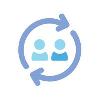 Team Rotation Concept Two People with Circular Arrows vector