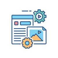 Content management system, graphic design, and settings gears vector