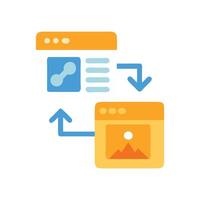 Data transfer, website migration, website conversion concept illustration vector