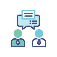 Team Communication Icon with Message Bubbles and Business People vector