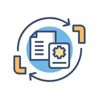 Process automation and integration with settings wheel and file vector
