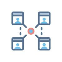 Network of online profiles linked to central hub vector