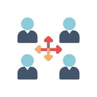 Distributed Team with Directional Arrows on Black Background vector