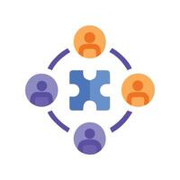 Teamwork puzzle connection on black backdrop, collaboration symbol vector