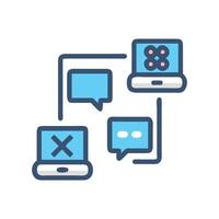 Network communications, meeting, and messages displayed on laptops vector