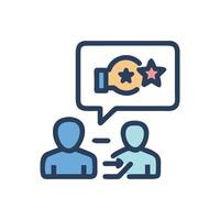 Two people talking with idea lightbulb inside a speech bubble vector