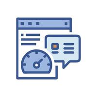 Website performance optimization speed boost with chat icon vector